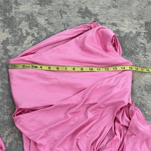 NWT Marina Moscone Twist Cape Top Geranium Pink Asymmetric Sculptural Sz 6 - Picture 9 of 10